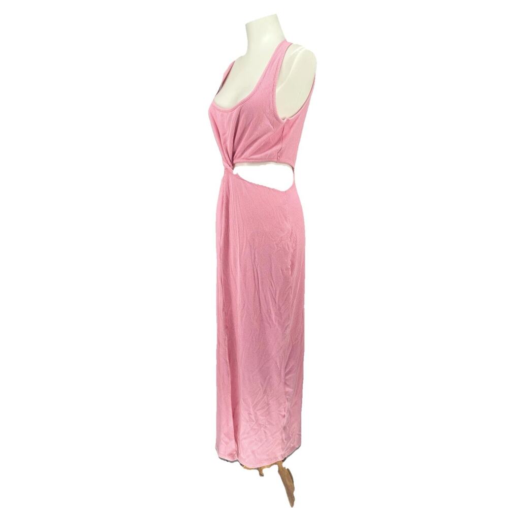 L*SPACE Dress Womens XL Pink Cutout Ribbed Tank Bodycon Maxi Beach Sundress - Picture 4 of 11